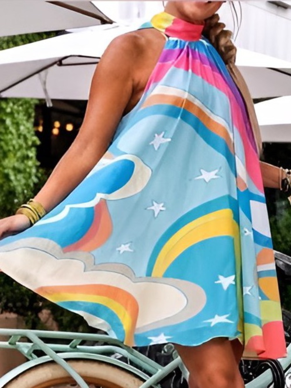 Aura Halter Mini Dress - Blue, Yellow, Pink, Cream